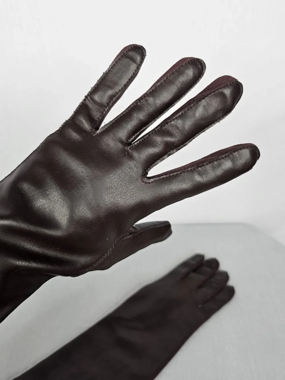 Vintage Opera Length Brown Gloves I Made in Japan I Women's Size S/M